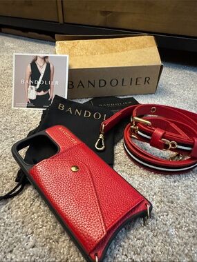 NEW bandolier iPhone 15 pro case with striped strap red white black sold out